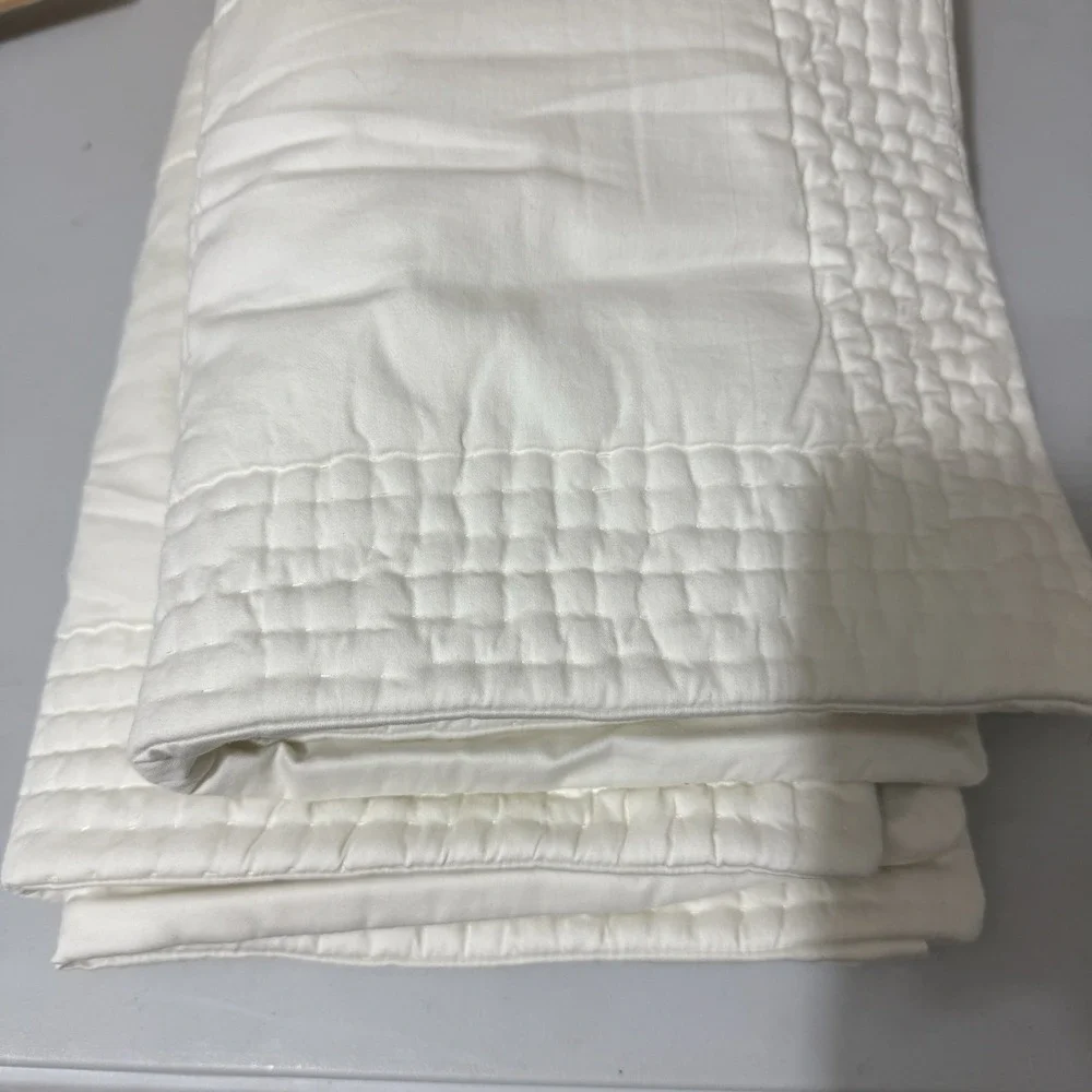 Boll & Branch Signature Handstitched Quilted Sham Standard Size White  x 2